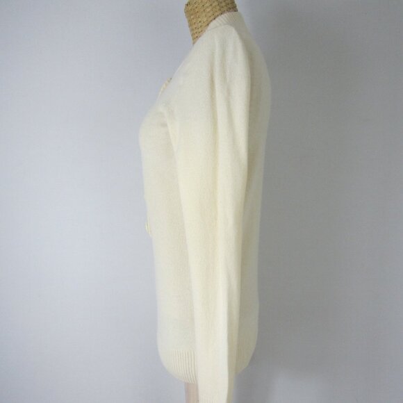 J Crew Womens Small Cream Ivory LS 100% Italian Cashmere Button Pullover Sweate - Picture 9 of 11